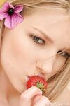 Luscious Blonde Katy Caro In Pink Eats Strawberries