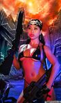 Exotic Action Babe With Gun Genevive Valente Poses