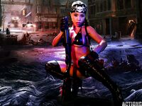 Exotic Action Babe With Gun Genevive Valente Poses