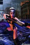 Exotic Action Babe With Gun Genevive Valente Poses