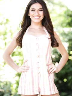 Smiley Brunette With Natural Tits Poses Naked In